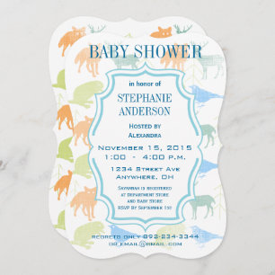 Modern Baby Boy Woodland Creatures Shower Invitation