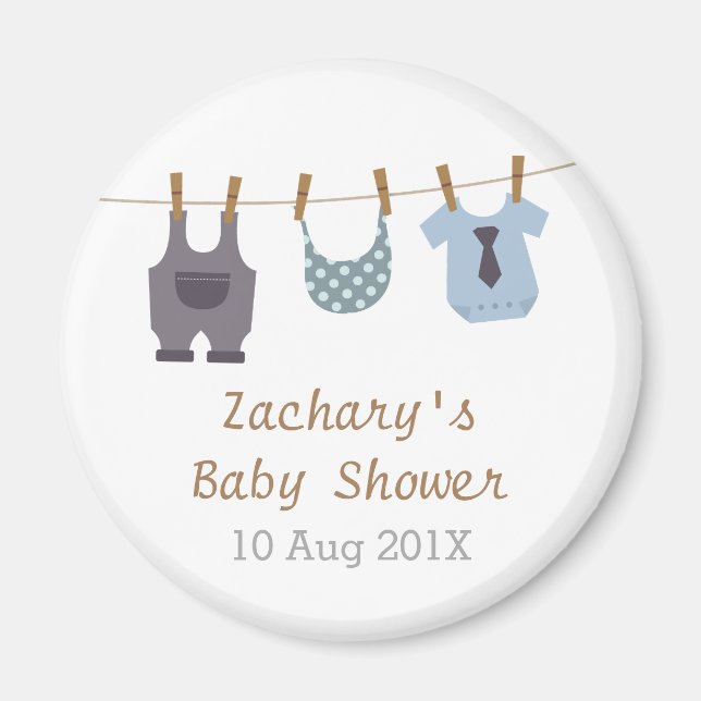 Modern Baby Clothes Baby Boy Shower Party Favours Magnet (Front)
