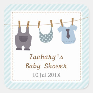 Modern Baby Clothes Baby Boy Shower Party Square Sticker