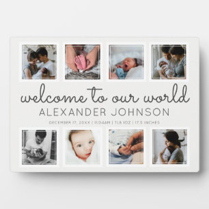 Modern Baby Collage Welcome to Our World Name Plaque