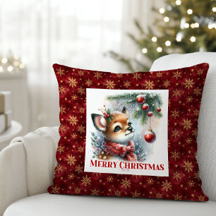 Modern Baby Deer Snowy Forest Kids Gift Christmas  Cushion