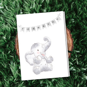 Modern Baby Elephant Gender Neutral Thank You Note Card