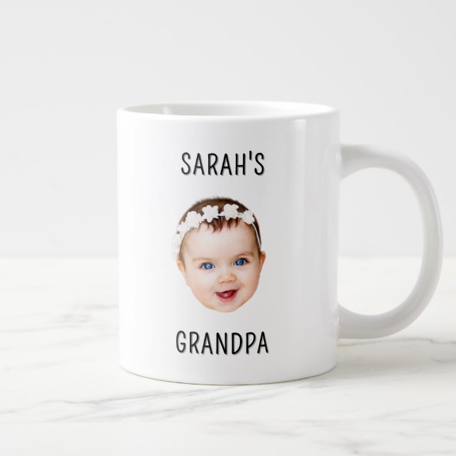 Modern Baby Face Photo For Grandpa Birthday Large Coffee Mug (Right)