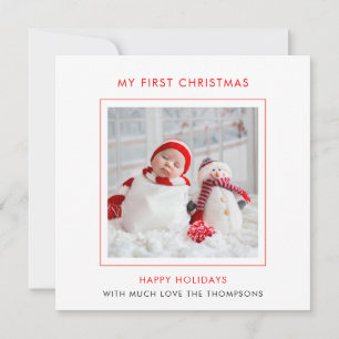 Modern Baby First Christmas Photo Holiday Card
