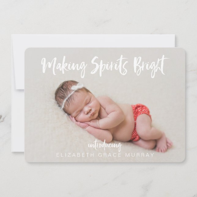Modern Baby Girl Christmas Birth Announcement (Front)