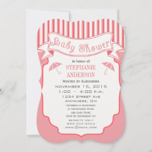 Modern Baby Girl Cute Stripe Pattern Shower Invitation