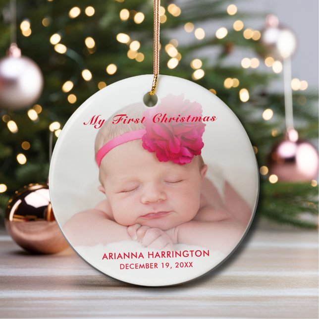 Modern Baby Girl My First Christmas Ornament Red  (Creator Uploaded)