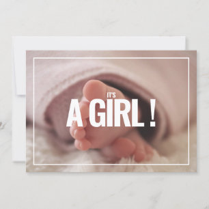 Modern baby girl photo, baby shower invitation