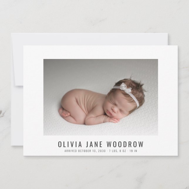 Modern Baby Girl Photo Collage Birth Announcement (Front)