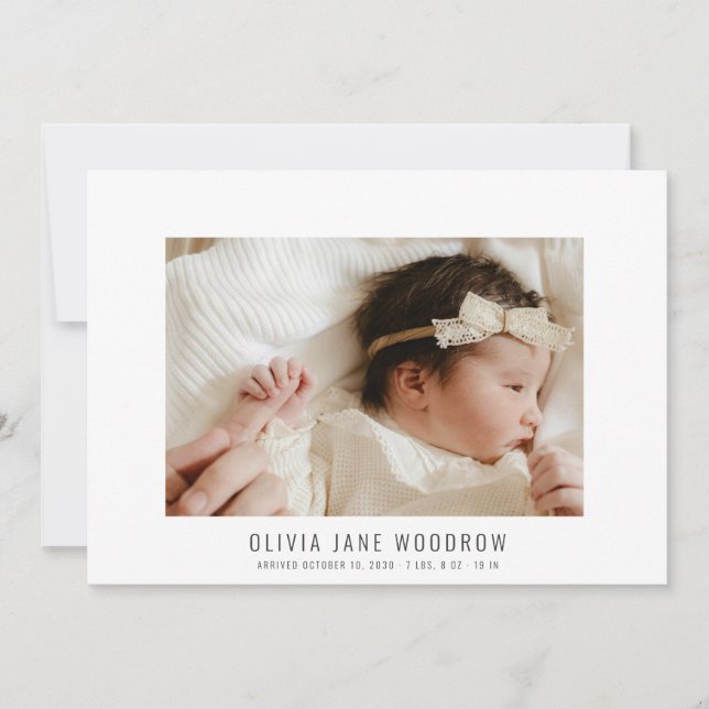 Modern Baby Girl Photo Collage Birth Announcement (Front)