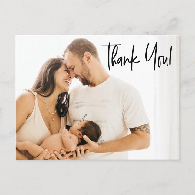 Modern Baby Girl Shower Thank you Custom photos Postcard (Front)