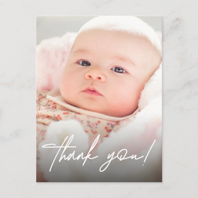 Modern Baby Girl Thank You with Photos Postcard (Front)