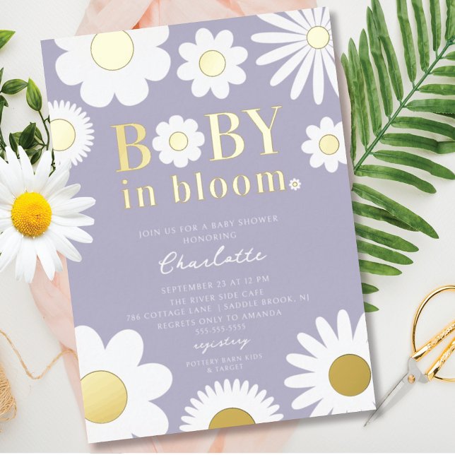 Modern Baby In Bloom Baby Shower Foil Invitation (Creator Uploaded)