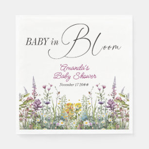 Modern Baby in Bloom Wildflower Floral Baby Shower Napkin