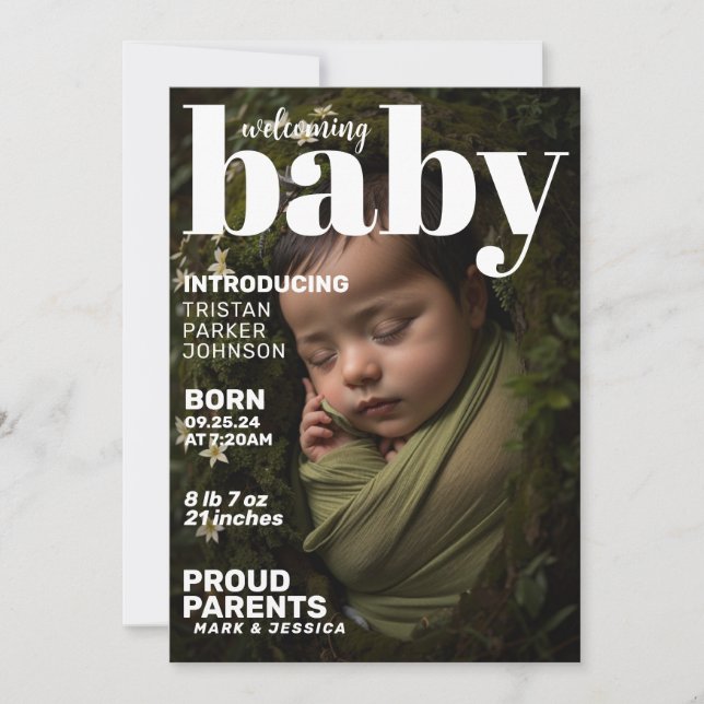 Modern Baby Magazine Birth Announcement (Front)