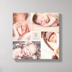 Modern Baby Monogram Nursery Photo Collage Canvas Print