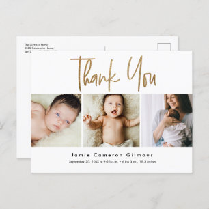 Modern Baby Multi Photo Birth Announcement Simple Postcard