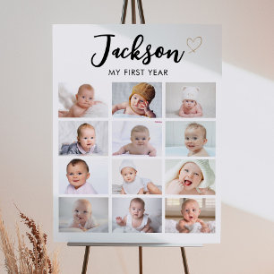Modern Baby Photo 1st Birthday Milestone Sign
