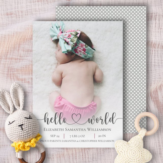 Modern Baby Photo Announcement Elegant Script  (Creator Uploaded)