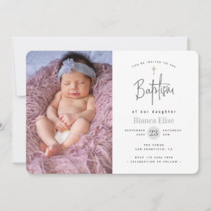 Modern Baby Photo Baptism Invitation