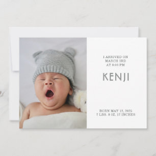 Modern Baby Photo Birth Announcement