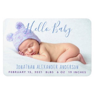 Modern Baby Photo Birth Announcement Magnet