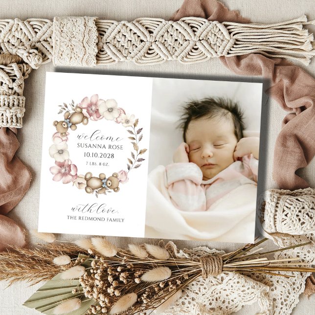 Modern Baby Photo Birth  Announcement Postcard (Creator Uploaded)