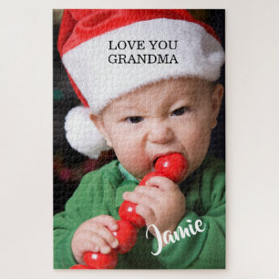 Modern Baby Photo Christmas Jigsaw Puzzle