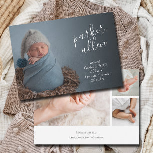 Modern Baby Photo Collage Birth Announcement