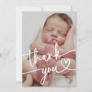 Modern Baby Photo Collage Thank You Heart Card