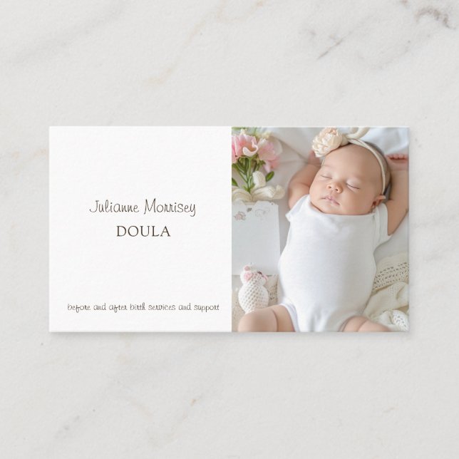 Modern Baby Photo Doula Midwife Business Card (Front)