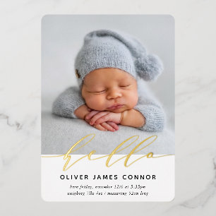 MODERN BABY PHOTO elegant hello calligraphy tall A
