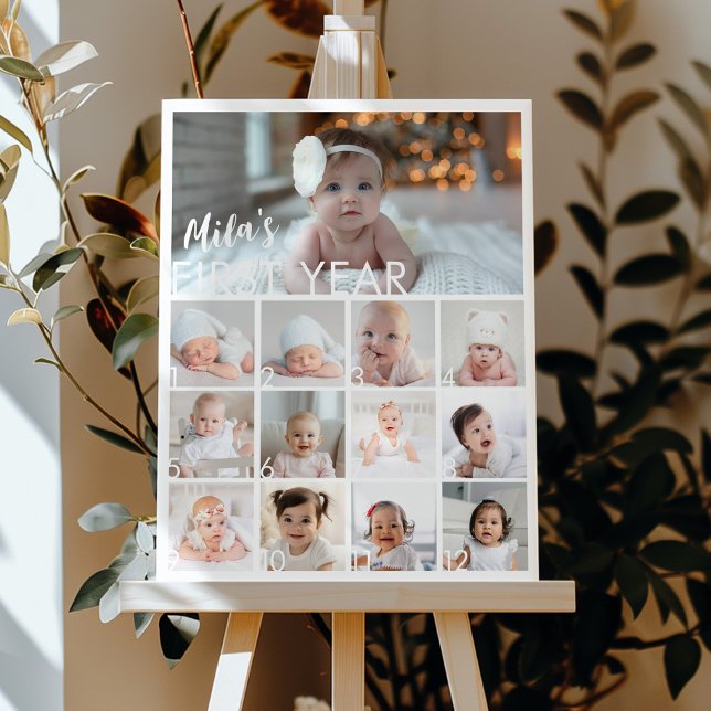 Modern Baby Photo First Year Milestone Sign (Creator Uploaded)