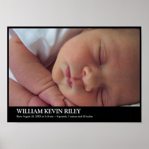 Modern baby photo statistic wall hanging art black poster