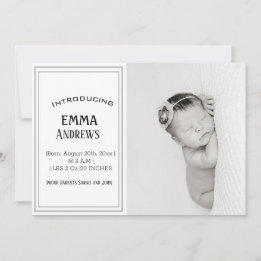 Modern Baby Photo Thank You Birth Announcement