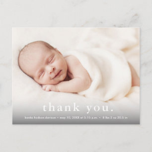 Modern Baby Photo Thank You Birth Announcement Postcard