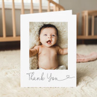 Modern Baby Photo Thank you Heart Baby shower