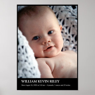 Modern baby photo vertical wall hanging art black poster
