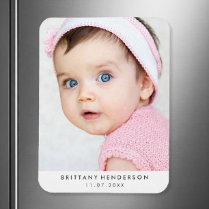 Modern Baby Photo White Magnet