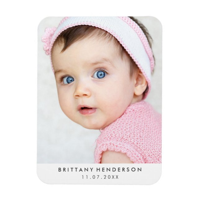 Modern Baby Photo | White Magnet (Vertical)