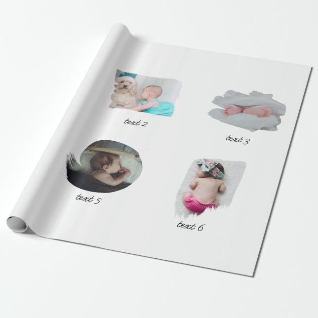 Modern Baby Photos Collage Wrapping Paper (Unrolled)