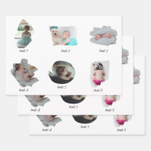 Modern Baby Photos Collage Wrapping Paper Sheet