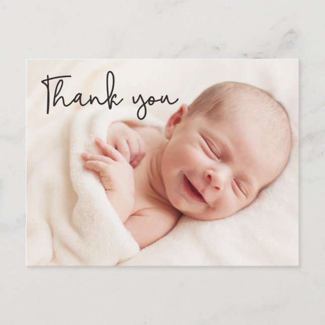 Modern Baby Photos thank you Birth Announcement Postcard (Front)