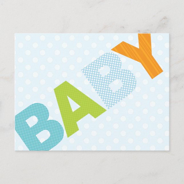 Modern Baby Shower Advice Card Bold in Blue (Front)