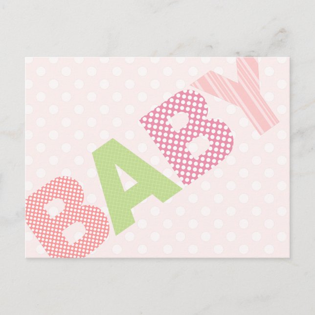 Modern Baby Shower Advice Card Bold in Pink (Front)