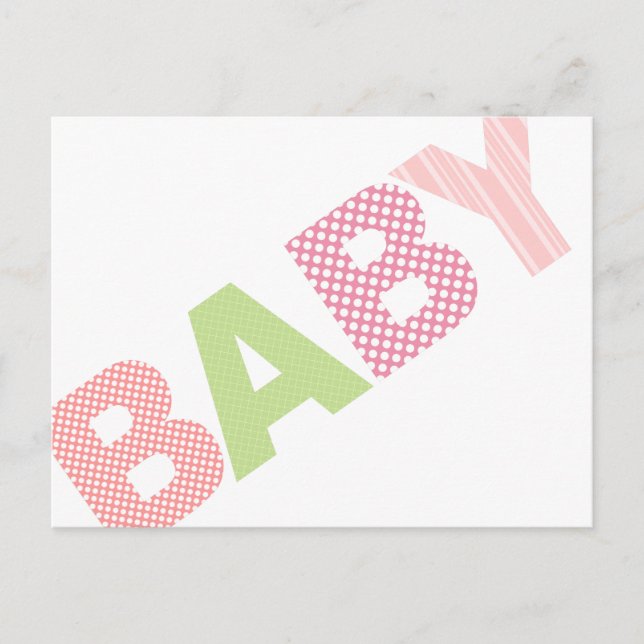 Modern Baby Shower Advice Card Bold in Pink (Front)
