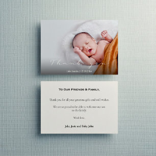 Modern, baby shower, baby boy, thank you card