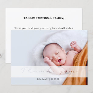 Modern, baby shower, baby boy, thank you card