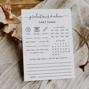 Modern Baby Shower Baby Predictions Card