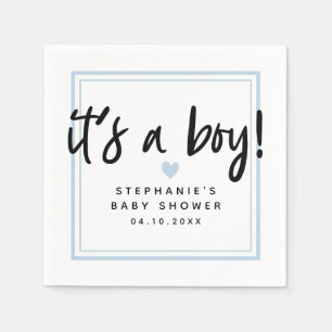 Modern Baby Shower Blue It's A Boy Napkin
